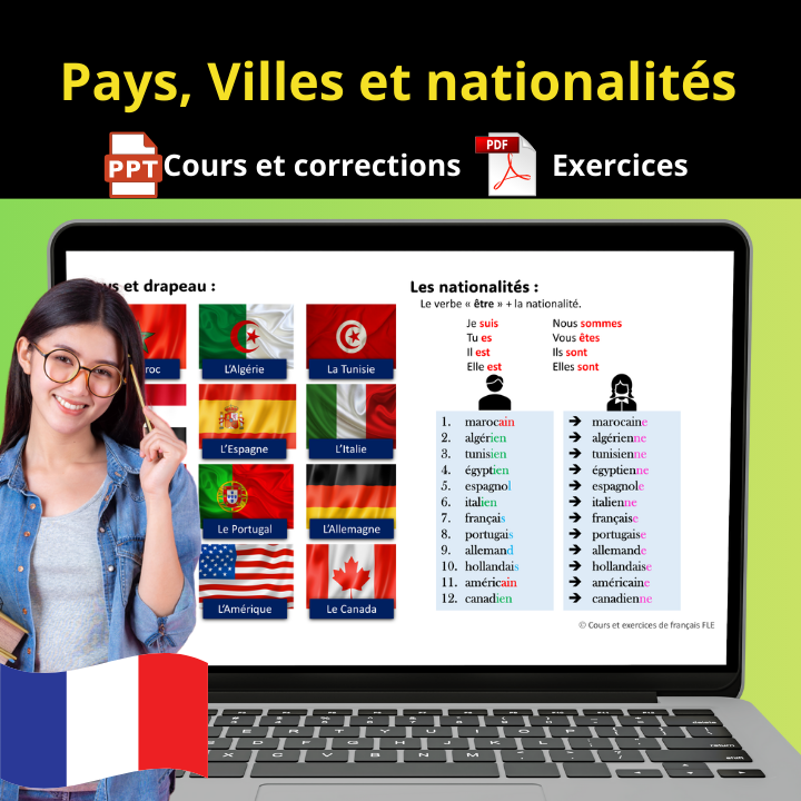Unité 1 : Se présenter en français - Parler des pays, des villes et des nationalités (Cours de FLE A1-A2)