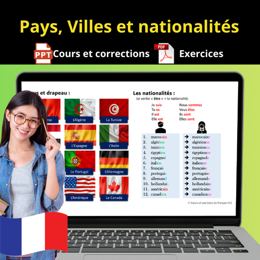 Unité 1 : Se présenter en français - Parler des pays, des villes et des nationalités (Cours de FLE A1-A2)